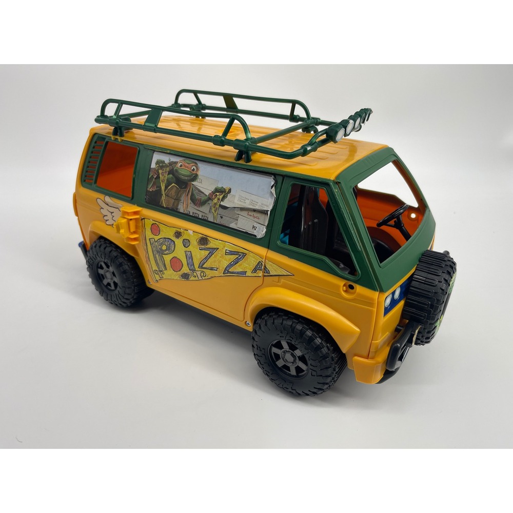 Playmates TMNT Pizza Fire Delivery Van Vehicle Yellow Green Turtle Power Toy Van